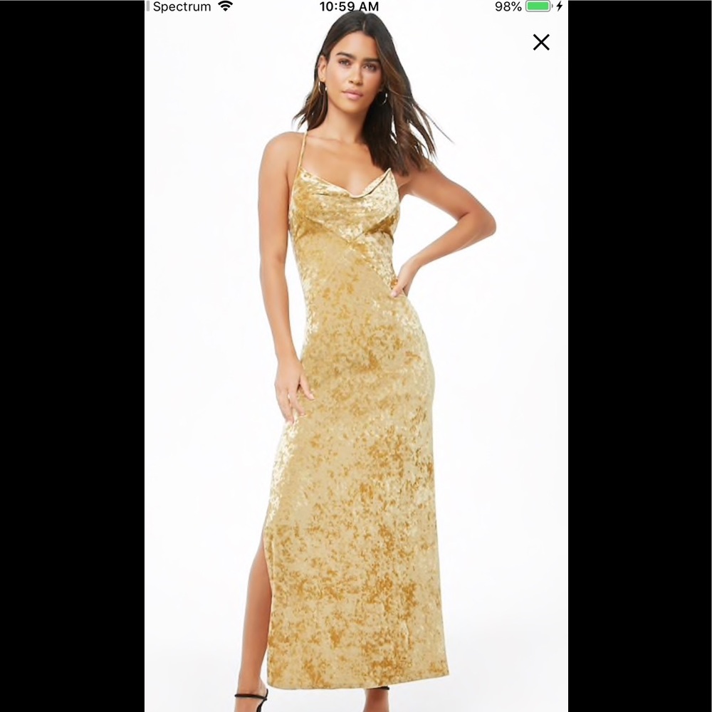 Crushed Velvet Lace-Up Maxi Dress